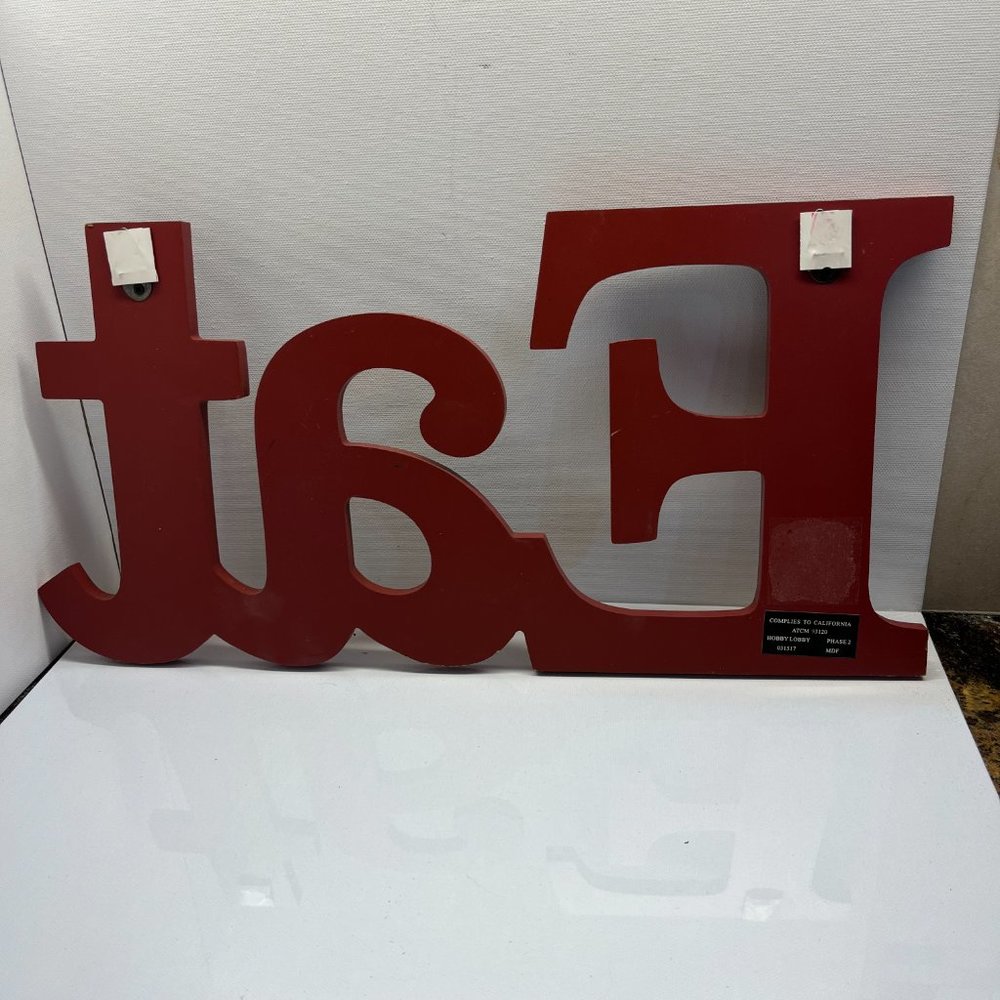 NWOT Hobby Lobby Home Decor EAT red wooden sign with hanging hardware, 16L x 8T - Picture 5 of 9